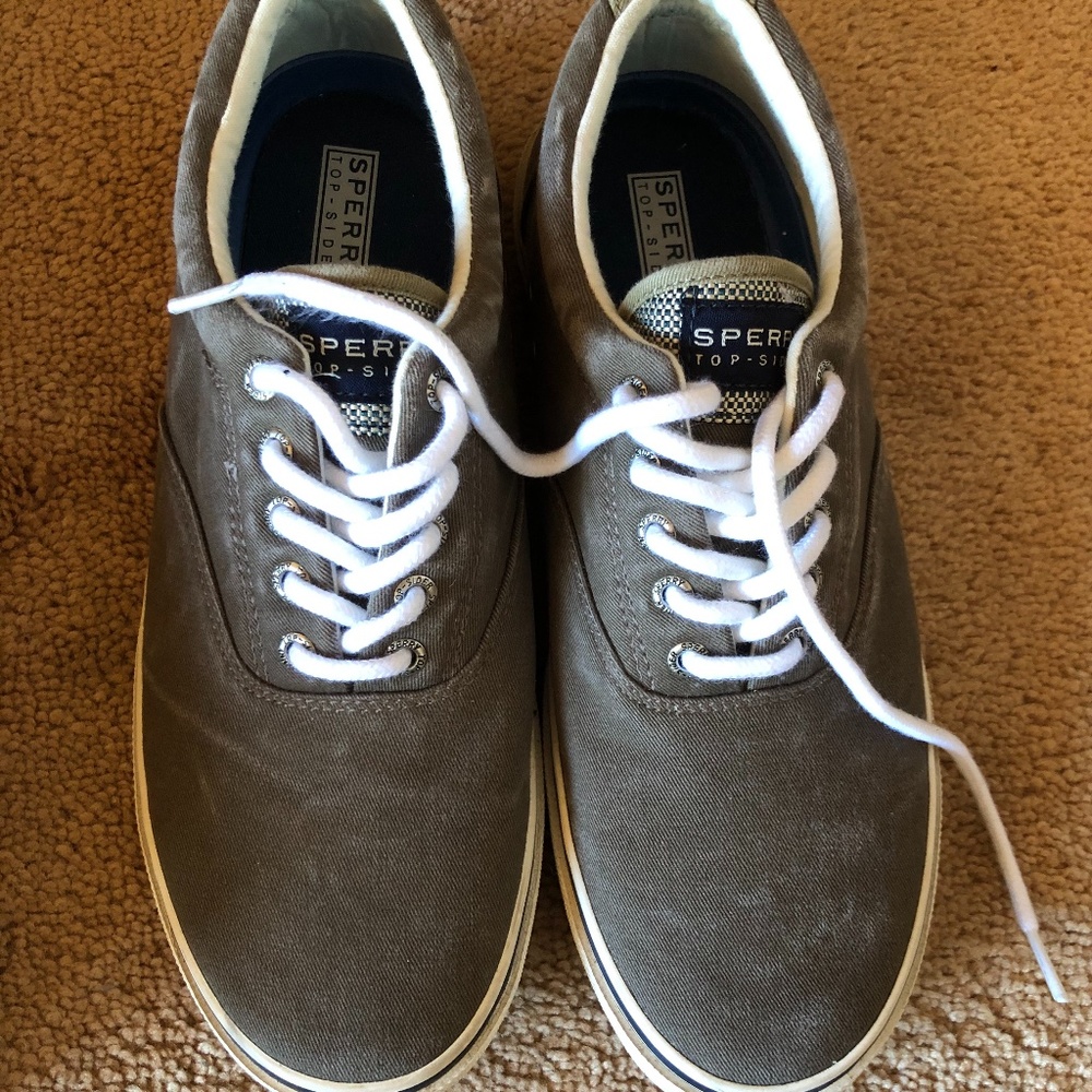 SPERRY Halyard Lace-up Gray Canvas Sneakers 9M